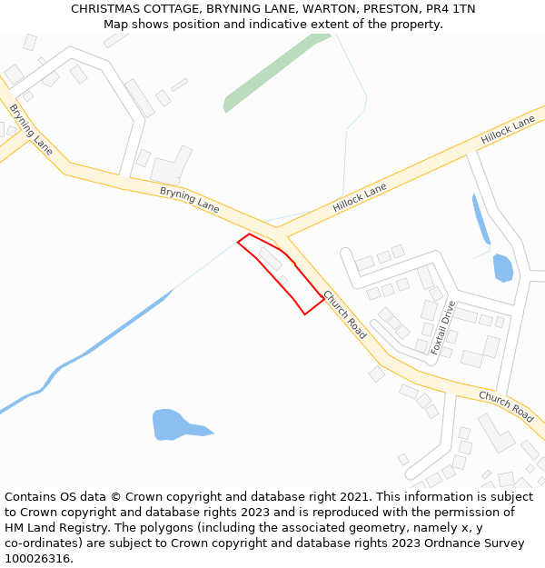CHRISTMAS COTTAGE, BRYNING LANE, WARTON, PRESTON, PR4 1TN: Location map and indicative extent of plot