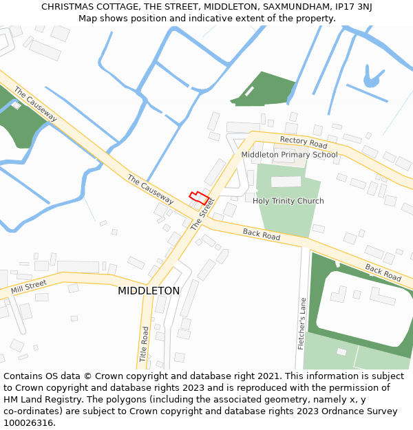 CHRISTMAS COTTAGE, THE STREET, MIDDLETON, SAXMUNDHAM, IP17 3NJ: Location map and indicative extent of plot