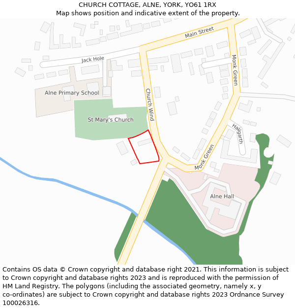 CHURCH COTTAGE, ALNE, YORK, YO61 1RX: Location map and indicative extent of plot