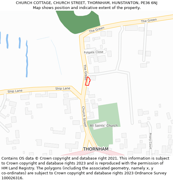 CHURCH COTTAGE, CHURCH STREET, THORNHAM, HUNSTANTON, PE36 6NJ: Location map and indicative extent of plot