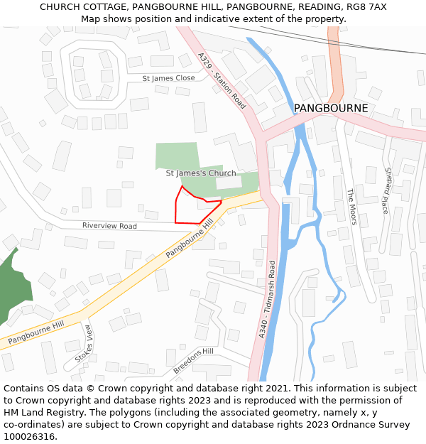CHURCH COTTAGE, PANGBOURNE HILL, PANGBOURNE, READING, RG8 7AX: Location map and indicative extent of plot