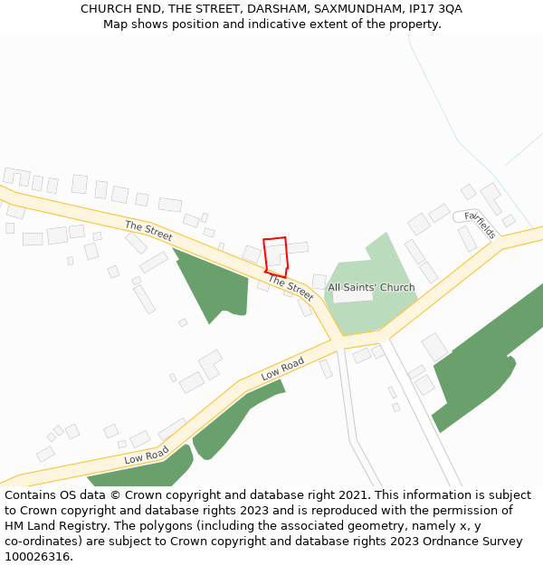 CHURCH END, THE STREET, DARSHAM, SAXMUNDHAM, IP17 3QA: Location map and indicative extent of plot