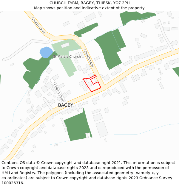 CHURCH FARM, BAGBY, THIRSK, YO7 2PH: Location map and indicative extent of plot