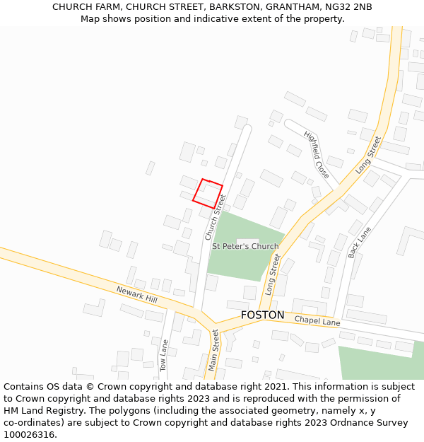 CHURCH FARM, CHURCH STREET, BARKSTON, GRANTHAM, NG32 2NB: Location map and indicative extent of plot
