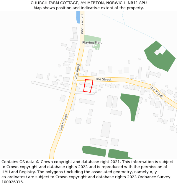 CHURCH FARM COTTAGE, AYLMERTON, NORWICH, NR11 8PU: Location map and indicative extent of plot