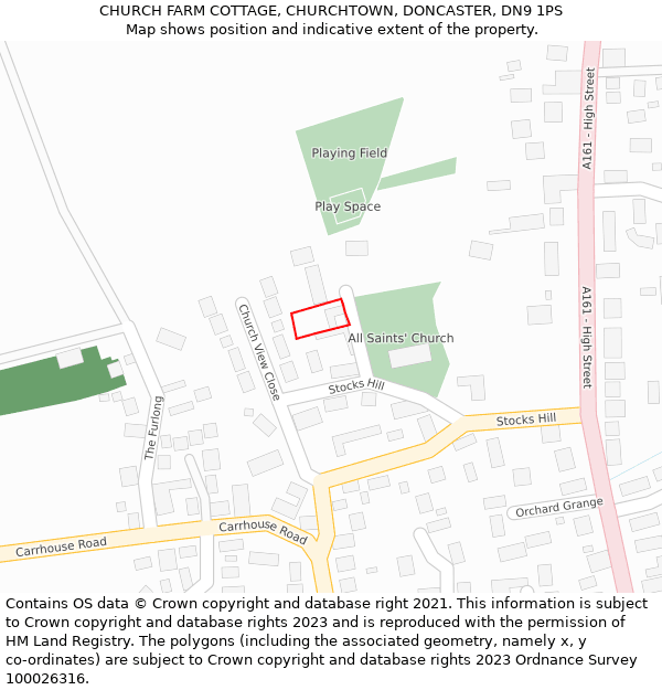 CHURCH FARM COTTAGE, CHURCHTOWN, DONCASTER, DN9 1PS: Location map and indicative extent of plot