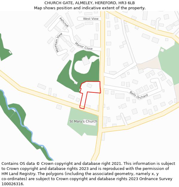 CHURCH GATE, ALMELEY, HEREFORD, HR3 6LB: Location map and indicative extent of plot