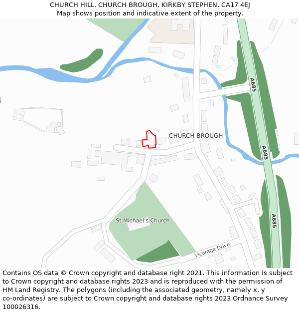 CHURCH HILL, CHURCH BROUGH, KIRKBY STEPHEN, CA17 4EJ: Location map and indicative extent of plot