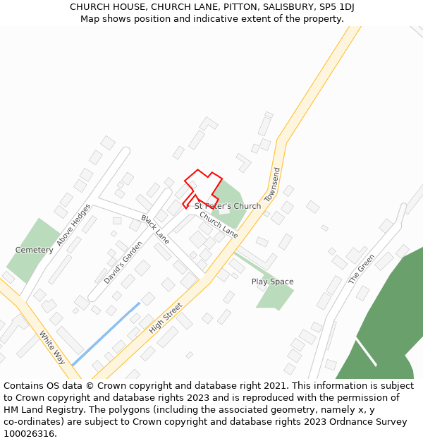 CHURCH HOUSE, CHURCH LANE, PITTON, SALISBURY, SP5 1DJ: Location map and indicative extent of plot