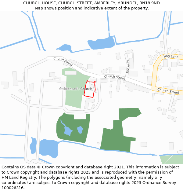 CHURCH HOUSE, CHURCH STREET, AMBERLEY, ARUNDEL, BN18 9ND: Location map and indicative extent of plot