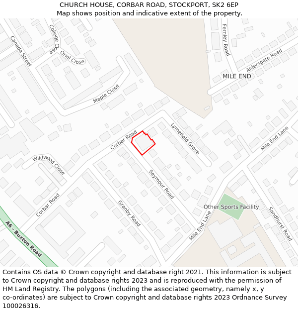 CHURCH HOUSE, CORBAR ROAD, STOCKPORT, SK2 6EP: Location map and indicative extent of plot