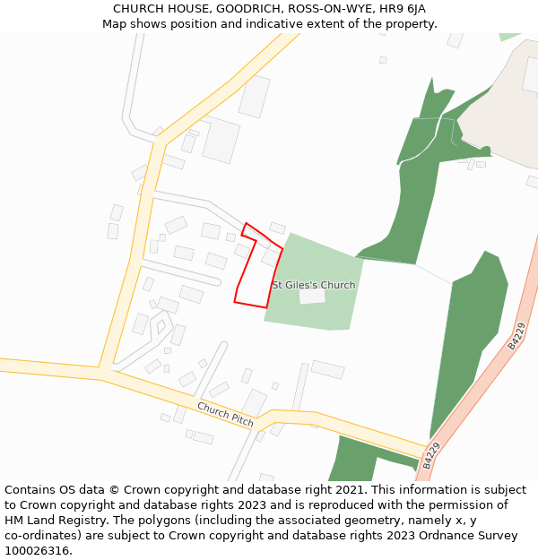 CHURCH HOUSE, GOODRICH, ROSS-ON-WYE, HR9 6JA: Location map and indicative extent of plot