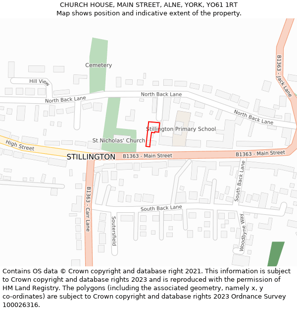 CHURCH HOUSE, MAIN STREET, ALNE, YORK, YO61 1RT: Location map and indicative extent of plot