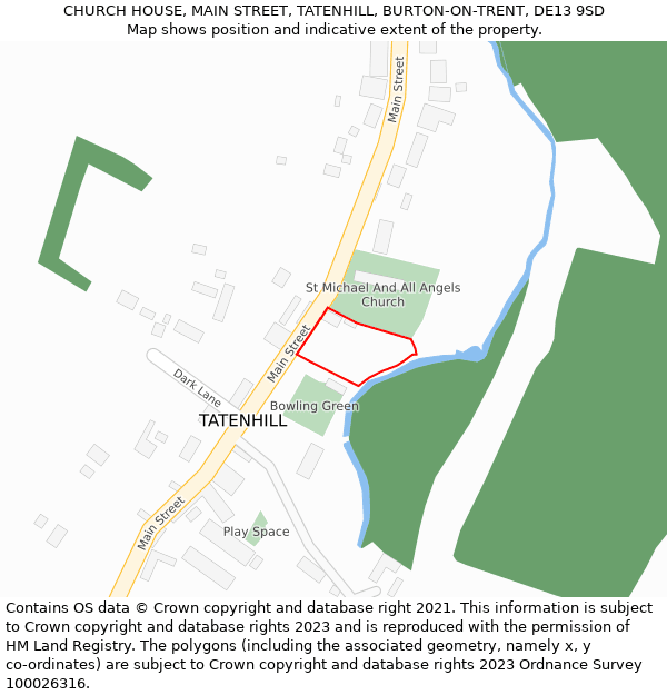 CHURCH HOUSE, MAIN STREET, TATENHILL, BURTON-ON-TRENT, DE13 9SD: Location map and indicative extent of plot