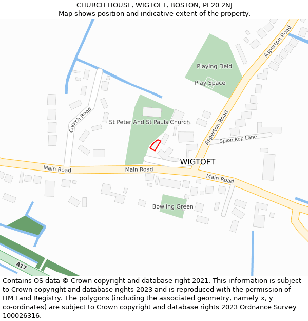 CHURCH HOUSE, WIGTOFT, BOSTON, PE20 2NJ: Location map and indicative extent of plot