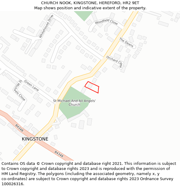 CHURCH NOOK, KINGSTONE, HEREFORD, HR2 9ET: Location map and indicative extent of plot