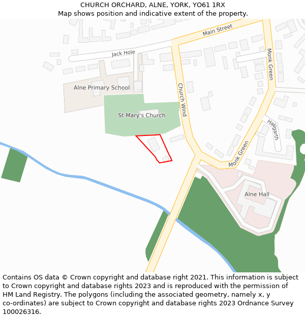 CHURCH ORCHARD, ALNE, YORK, YO61 1RX: Location map and indicative extent of plot