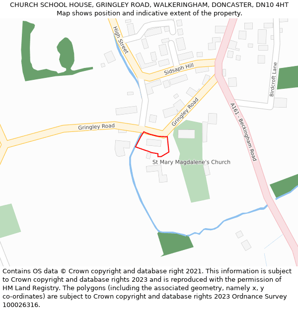 CHURCH SCHOOL HOUSE, GRINGLEY ROAD, WALKERINGHAM, DONCASTER, DN10 4HT: Location map and indicative extent of plot