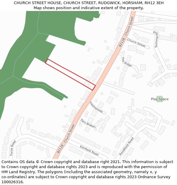 CHURCH STREET HOUSE, CHURCH STREET, RUDGWICK, HORSHAM, RH12 3EH: Location map and indicative extent of plot