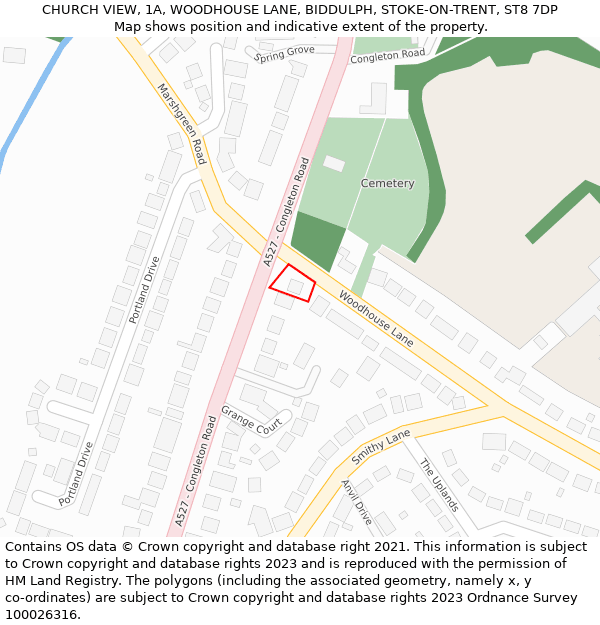 CHURCH VIEW, 1A, WOODHOUSE LANE, BIDDULPH, STOKE-ON-TRENT, ST8 7DP: Location map and indicative extent of plot