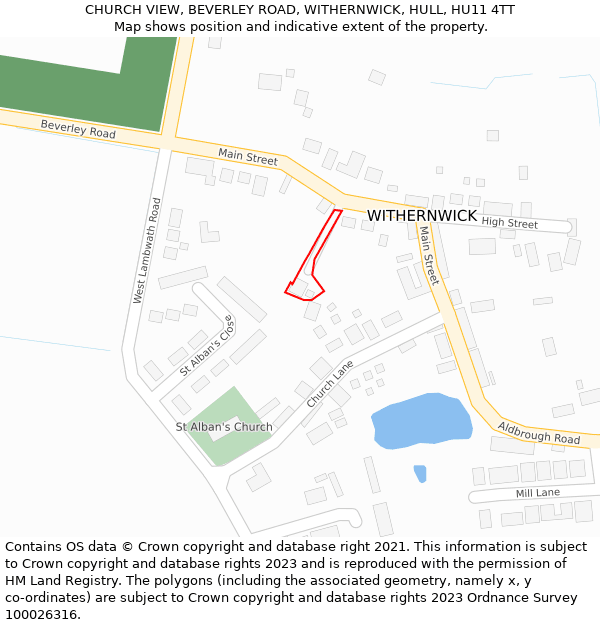 CHURCH VIEW, BEVERLEY ROAD, WITHERNWICK, HULL, HU11 4TT: Location map and indicative extent of plot