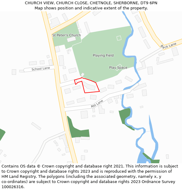 CHURCH VIEW, CHURCH CLOSE, CHETNOLE, SHERBORNE, DT9 6PN: Location map and indicative extent of plot