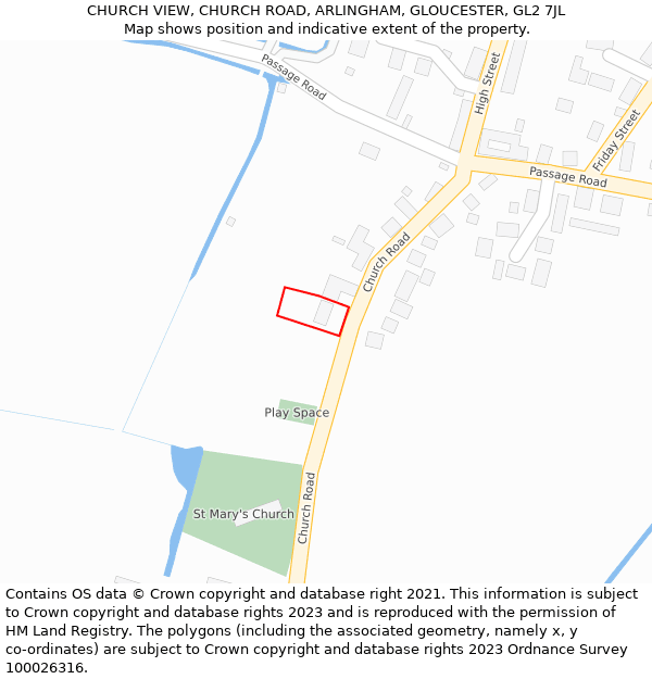 CHURCH VIEW, CHURCH ROAD, ARLINGHAM, GLOUCESTER, GL2 7JL: Location map and indicative extent of plot