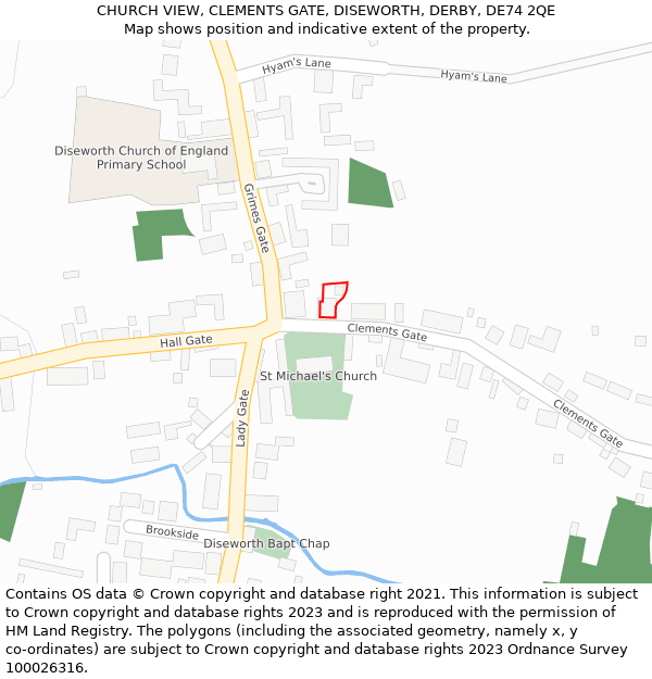CHURCH VIEW, CLEMENTS GATE, DISEWORTH, DERBY, DE74 2QE: Location map and indicative extent of plot