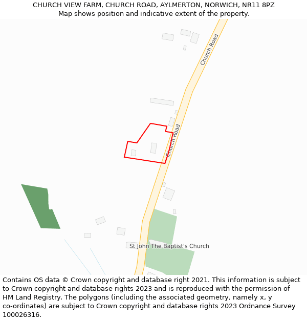 CHURCH VIEW FARM, CHURCH ROAD, AYLMERTON, NORWICH, NR11 8PZ: Location map and indicative extent of plot