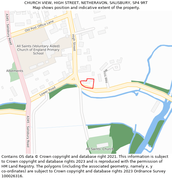 CHURCH VIEW, HIGH STREET, NETHERAVON, SALISBURY, SP4 9RT: Location map and indicative extent of plot