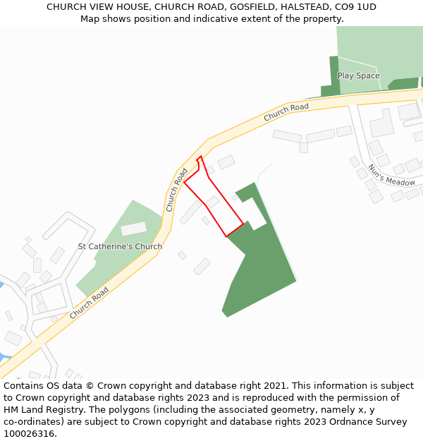 CHURCH VIEW HOUSE, CHURCH ROAD, GOSFIELD, HALSTEAD, CO9 1UD: Location map and indicative extent of plot