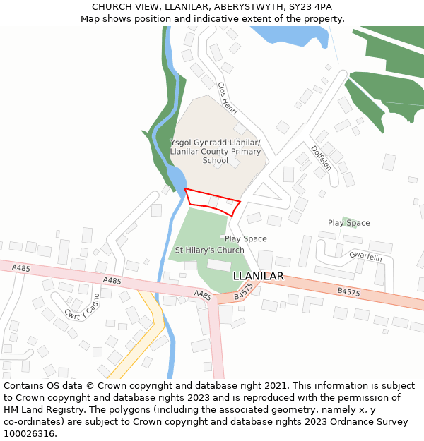 CHURCH VIEW, LLANILAR, ABERYSTWYTH, SY23 4PA: Location map and indicative extent of plot