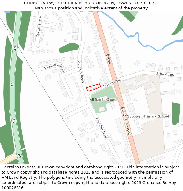 CHURCH VIEW, OLD CHIRK ROAD, GOBOWEN, OSWESTRY, SY11 3LH: Location map and indicative extent of plot