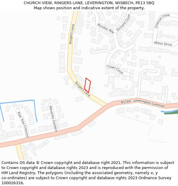 CHURCH VIEW, RINGERS LANE, LEVERINGTON, WISBECH, PE13 5BQ: Location map and indicative extent of plot