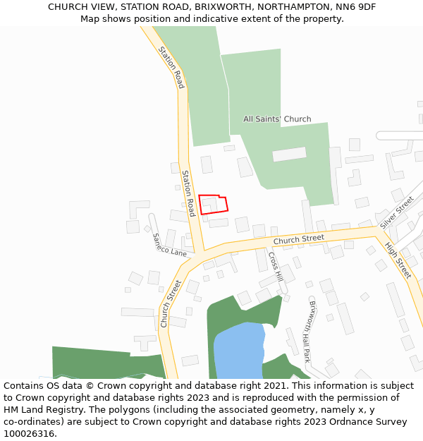 CHURCH VIEW, STATION ROAD, BRIXWORTH, NORTHAMPTON, NN6 9DF: Location map and indicative extent of plot