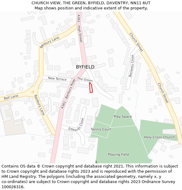 CHURCH VIEW, THE GREEN, BYFIELD, DAVENTRY, NN11 6UT: Location map and indicative extent of plot