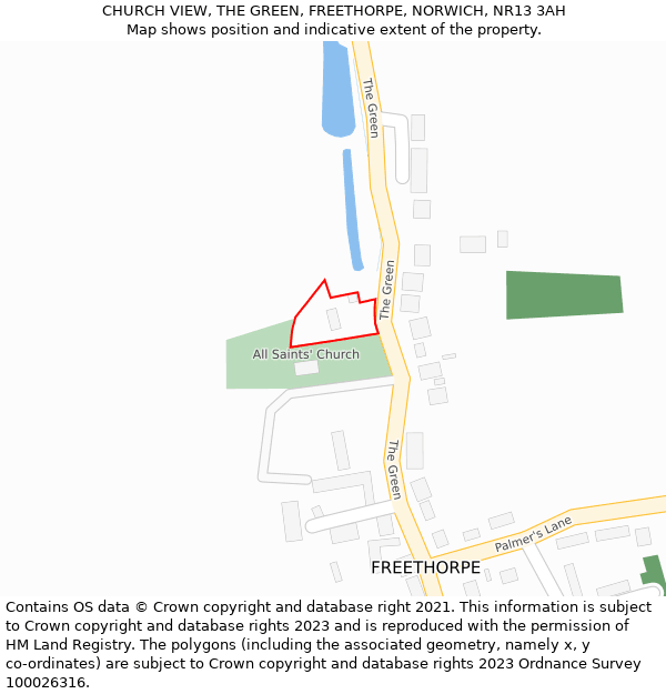CHURCH VIEW, THE GREEN, FREETHORPE, NORWICH, NR13 3AH: Location map and indicative extent of plot