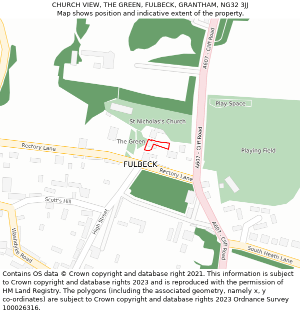 CHURCH VIEW, THE GREEN, FULBECK, GRANTHAM, NG32 3JJ: Location map and indicative extent of plot