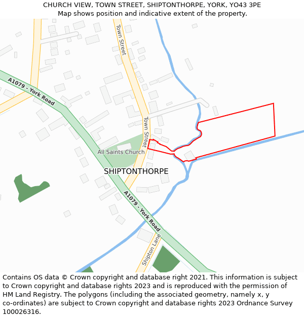 CHURCH VIEW, TOWN STREET, SHIPTONTHORPE, YORK, YO43 3PE: Location map and indicative extent of plot