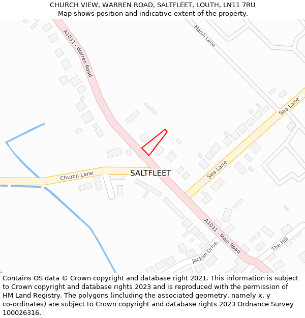 CHURCH VIEW, WARREN ROAD, SALTFLEET, LOUTH, LN11 7RU: Location map and indicative extent of plot