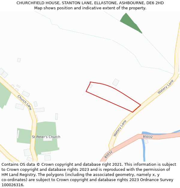CHURCHFIELD HOUSE, STANTON LANE, ELLASTONE, ASHBOURNE, DE6 2HD: Location map and indicative extent of plot
