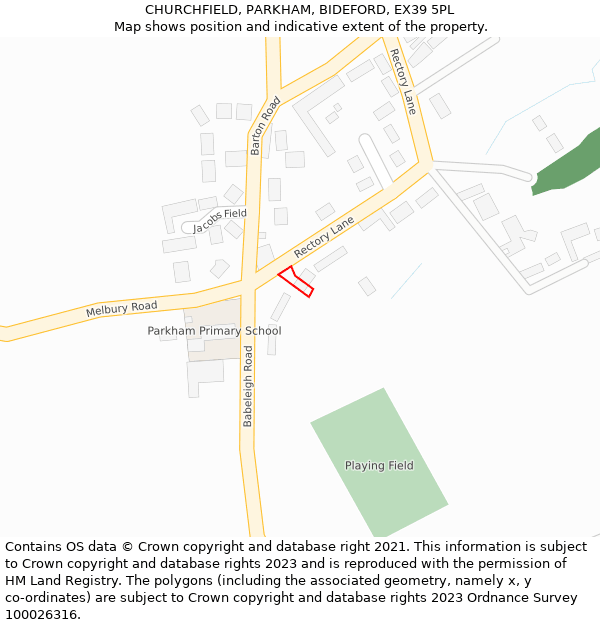 CHURCHFIELD, PARKHAM, BIDEFORD, EX39 5PL: Location map and indicative extent of plot