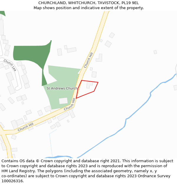 CHURCHLAND, WHITCHURCH, TAVISTOCK, PL19 9EL: Location map and indicative extent of plot