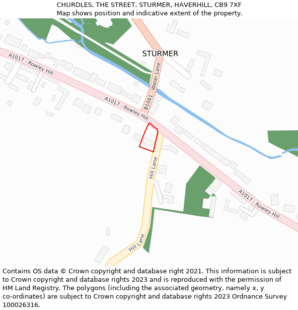 CHURDLES, THE STREET, STURMER, HAVERHILL, CB9 7XF: Location map and indicative extent of plot