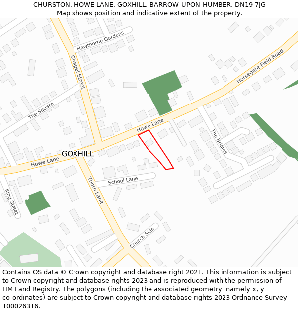 CHURSTON, HOWE LANE, GOXHILL, BARROW-UPON-HUMBER, DN19 7JG: Location map and indicative extent of plot