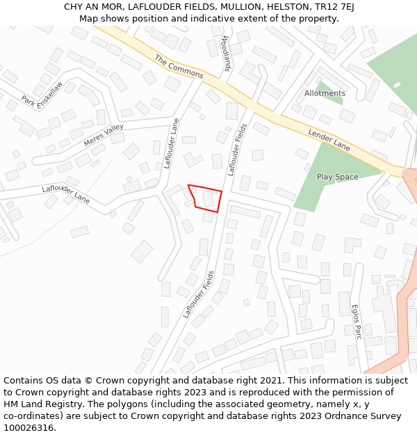 CHY AN MOR, LAFLOUDER FIELDS, MULLION, HELSTON, TR12 7EJ: Location map and indicative extent of plot