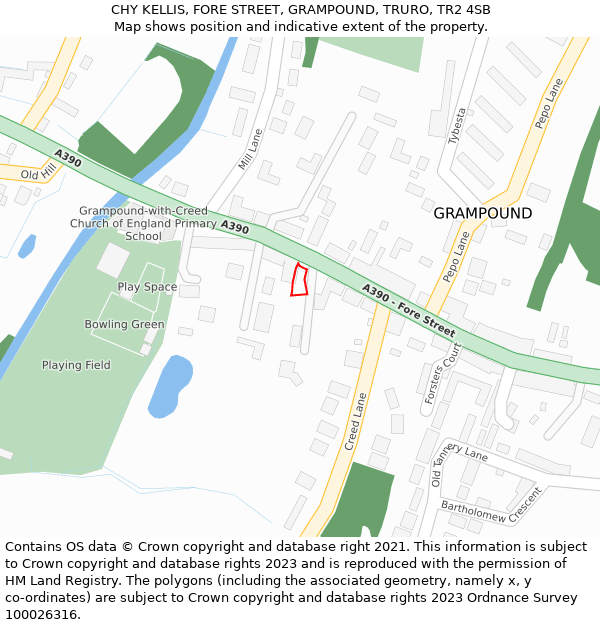 CHY KELLIS, FORE STREET, GRAMPOUND, TRURO, TR2 4SB: Location map and indicative extent of plot