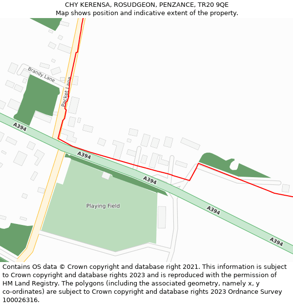 CHY KERENSA, ROSUDGEON, PENZANCE, TR20 9QE: Location map and indicative extent of plot