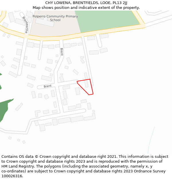 CHY LOWENA, BRENTFIELDS, LOOE, PL13 2JJ: Location map and indicative extent of plot