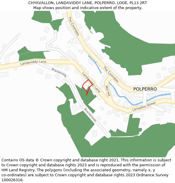 CHYAVALLON, LANDAVIDDY LANE, POLPERRO, LOOE, PL13 2RT: Location map and indicative extent of plot